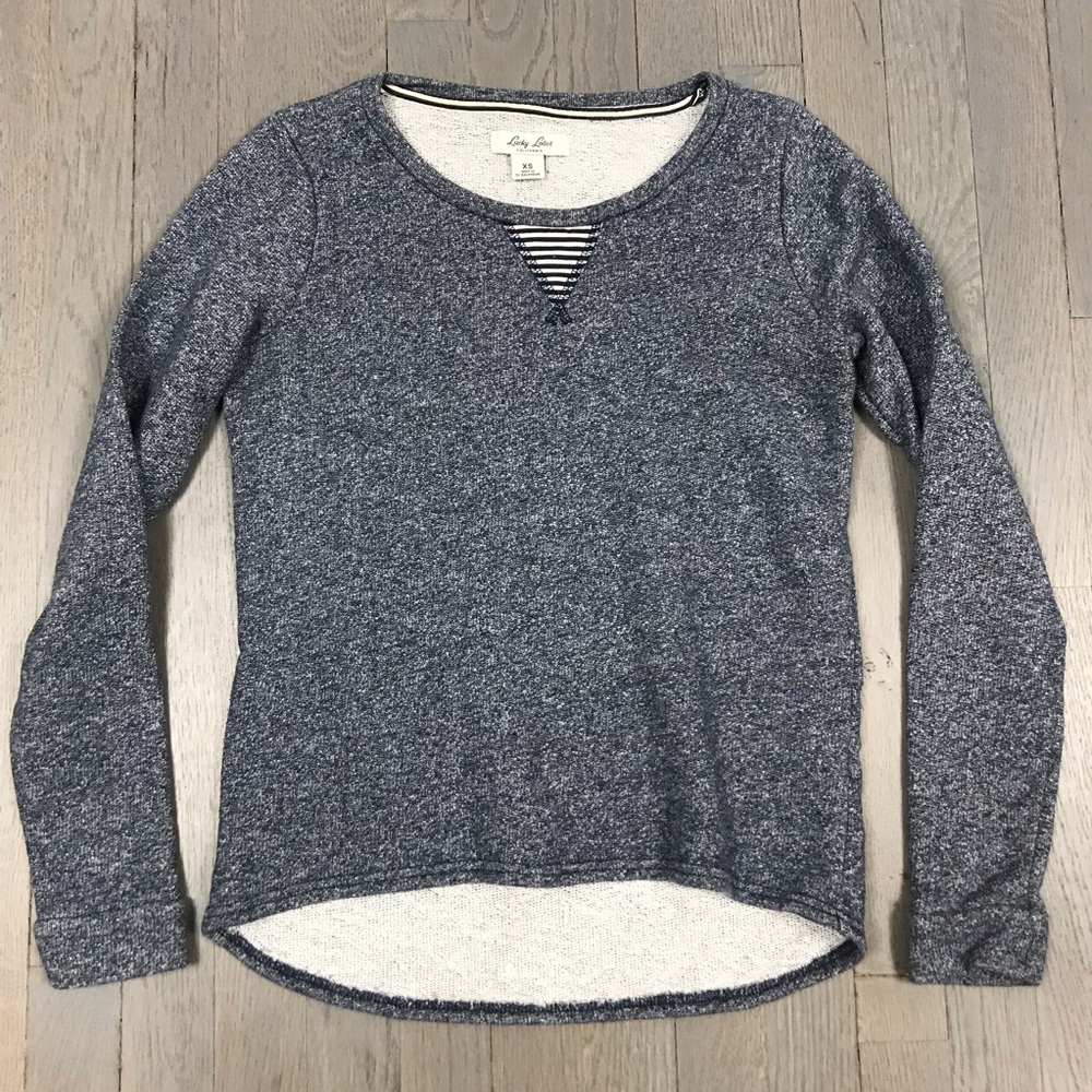 Lucky Lotus California Blue Marled Sweatshirt Top